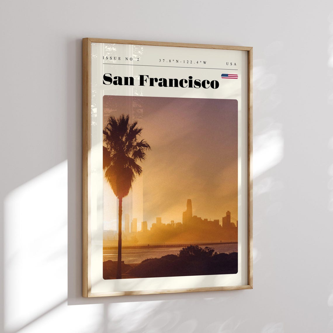 San Francisco Bay Skyline Sunset Palm Silhouette Modern Travel Poster - Image 2