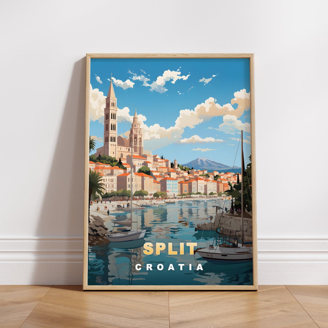 Split Croatia Harbor Cathedral Sailboats Adriatic Coast Poster