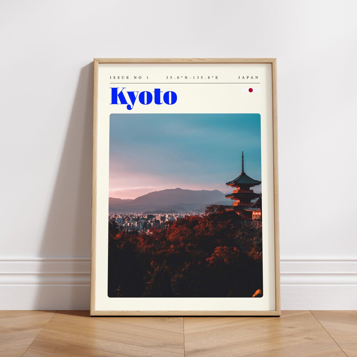 Kyoto Japan Pagoda at Dusk Above the City Lights Travel Poster Art - Image 3