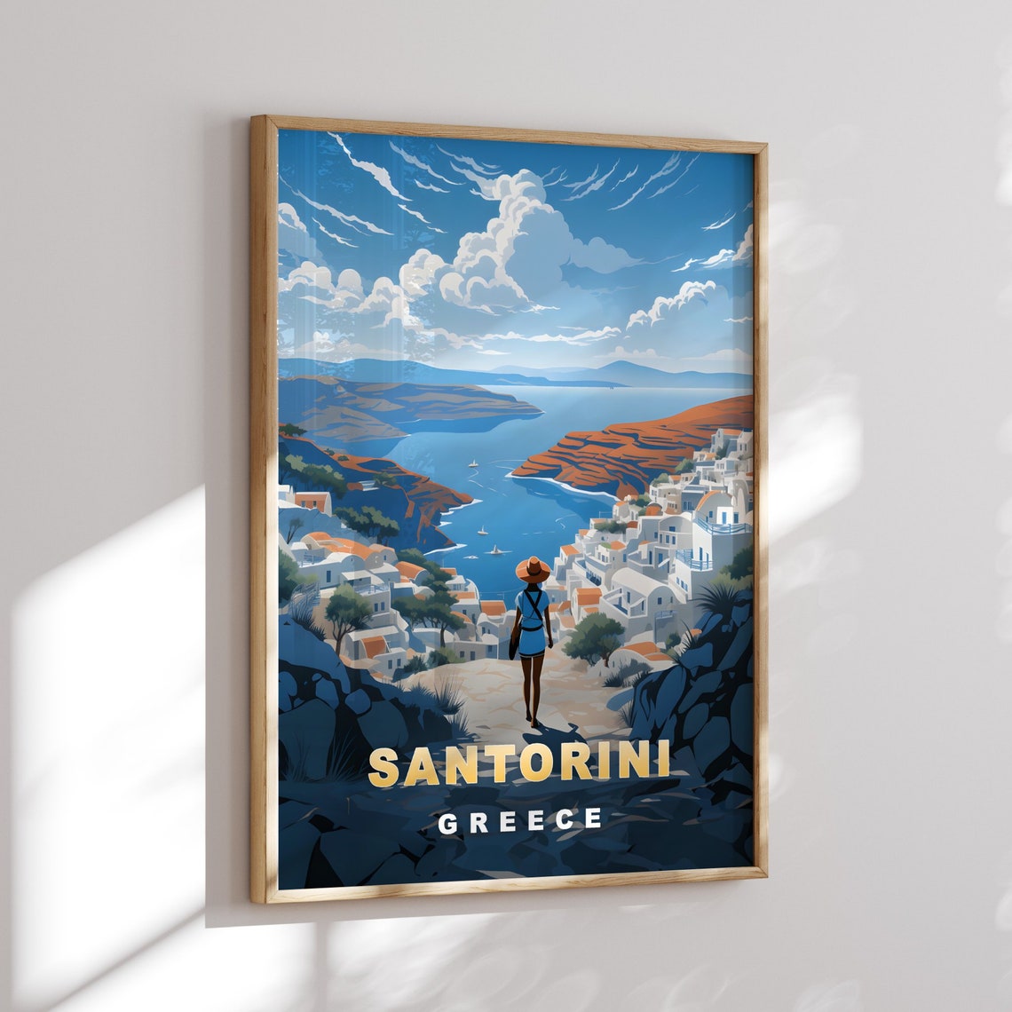 Santorini Greece Caldera View Whitewashed Village Travel Poster - Image 2
