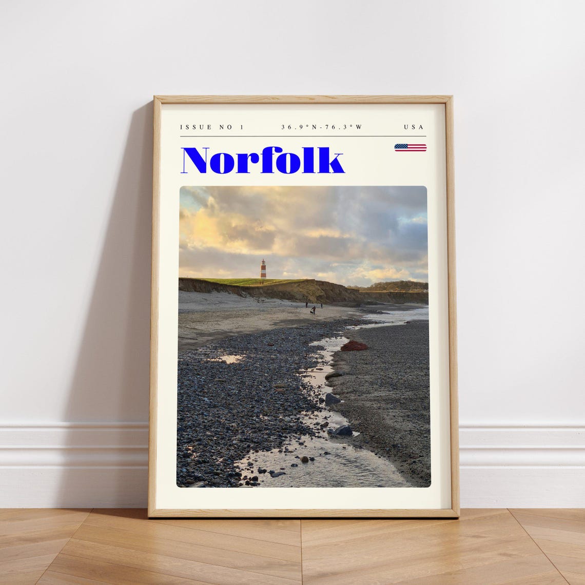 Norfolk Virginia USA Scenic Lighthouse Beach Coast Sunset Poster - Image 3