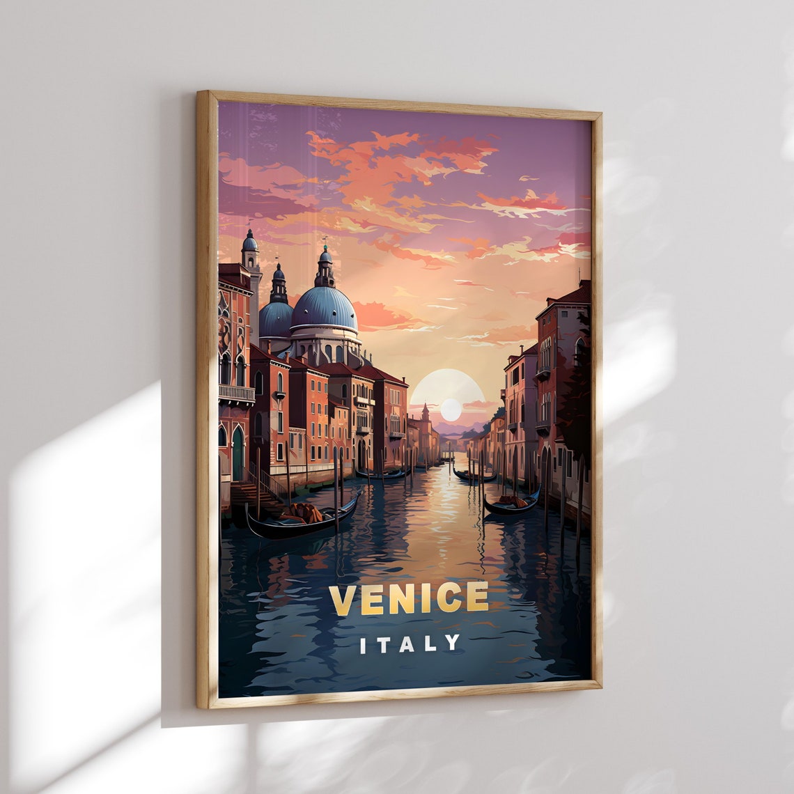 Venice Italy Grand Canal Sunset Gondolas Vintage Travel Poster - Image 2