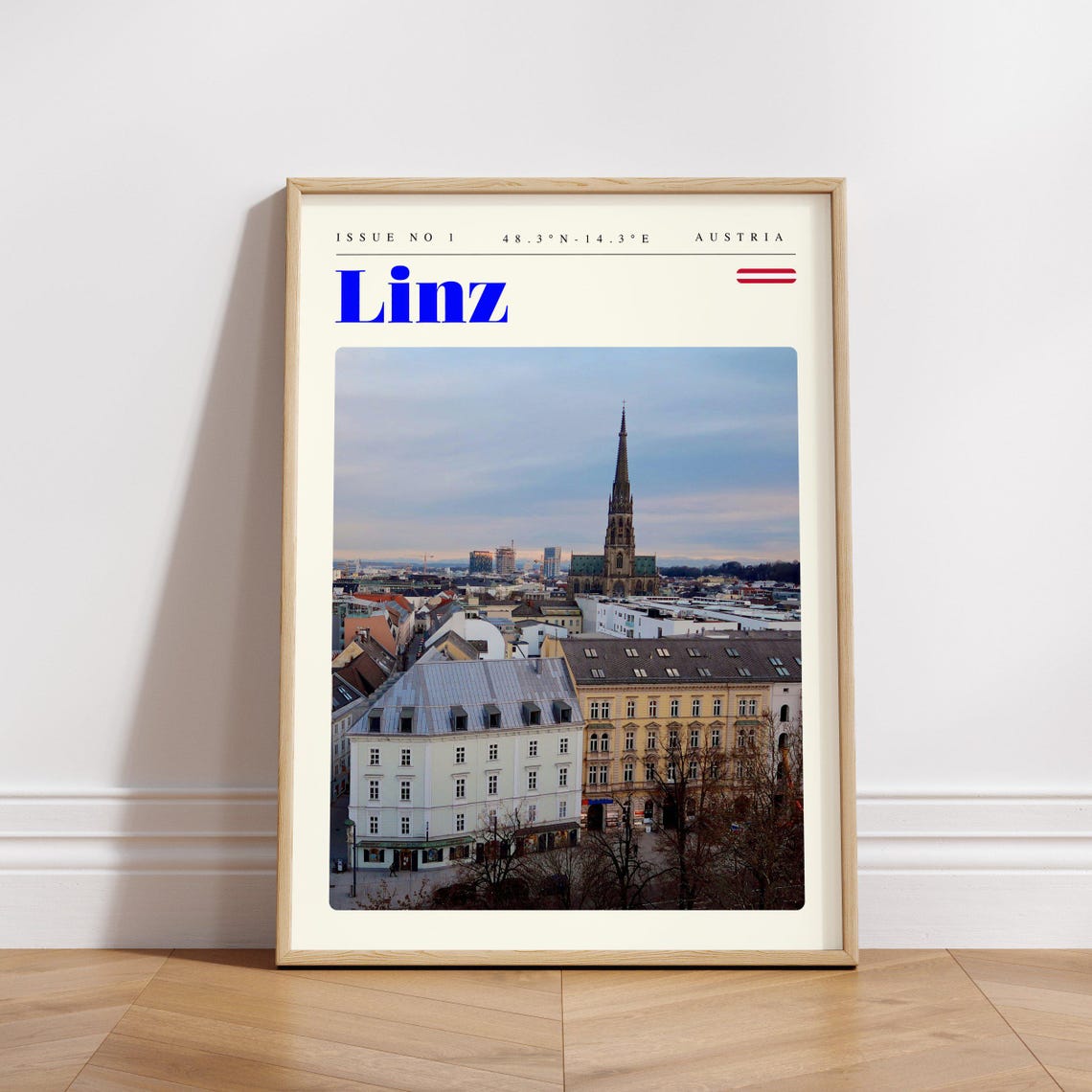 Linz Austria Old Town Cathedral Spire Dusk Photo Travel Poster - Image 3