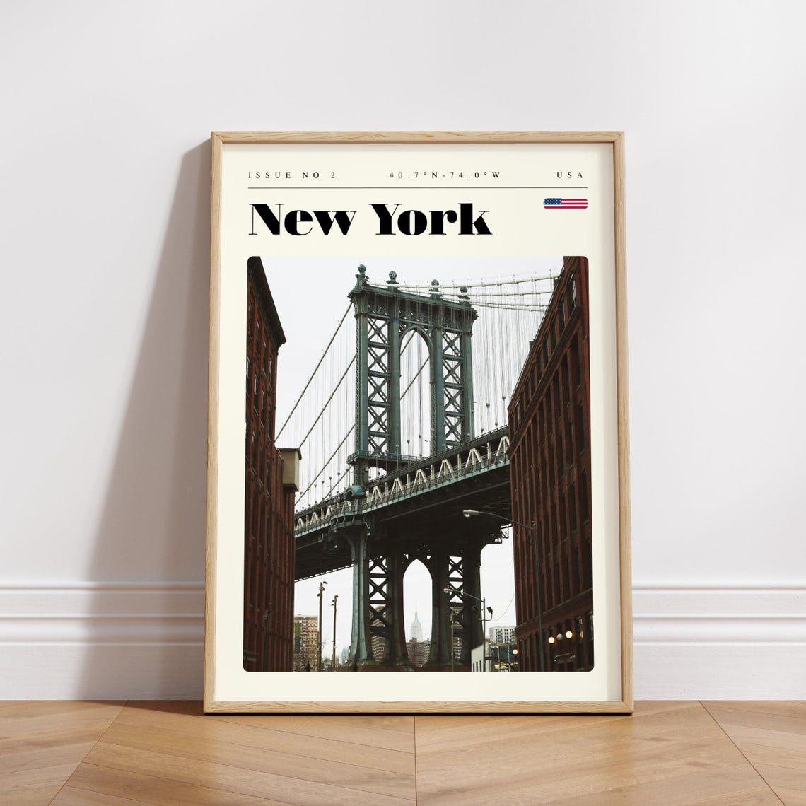 New York Manhattan Bridge Brooklyn DUMBO View Modern Travel Poster - Image 3