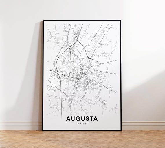 Augusta City Map Print Street Poster Maine Art Road Wall Office Decor