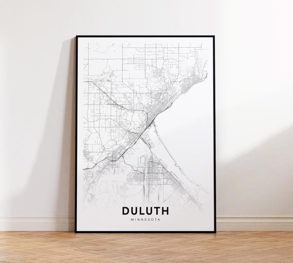 Duluth City Map Print Street Poster Minnesota Art Road Minimalist Office Wall