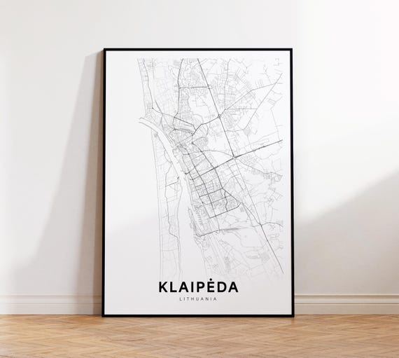 Klaipda City Map Klaipeda Print Lithuania Minimalist Poster Decor Instant