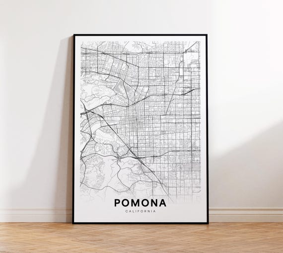 Pomona City Map Print Street Poster Art Road Minimalist Office Wall