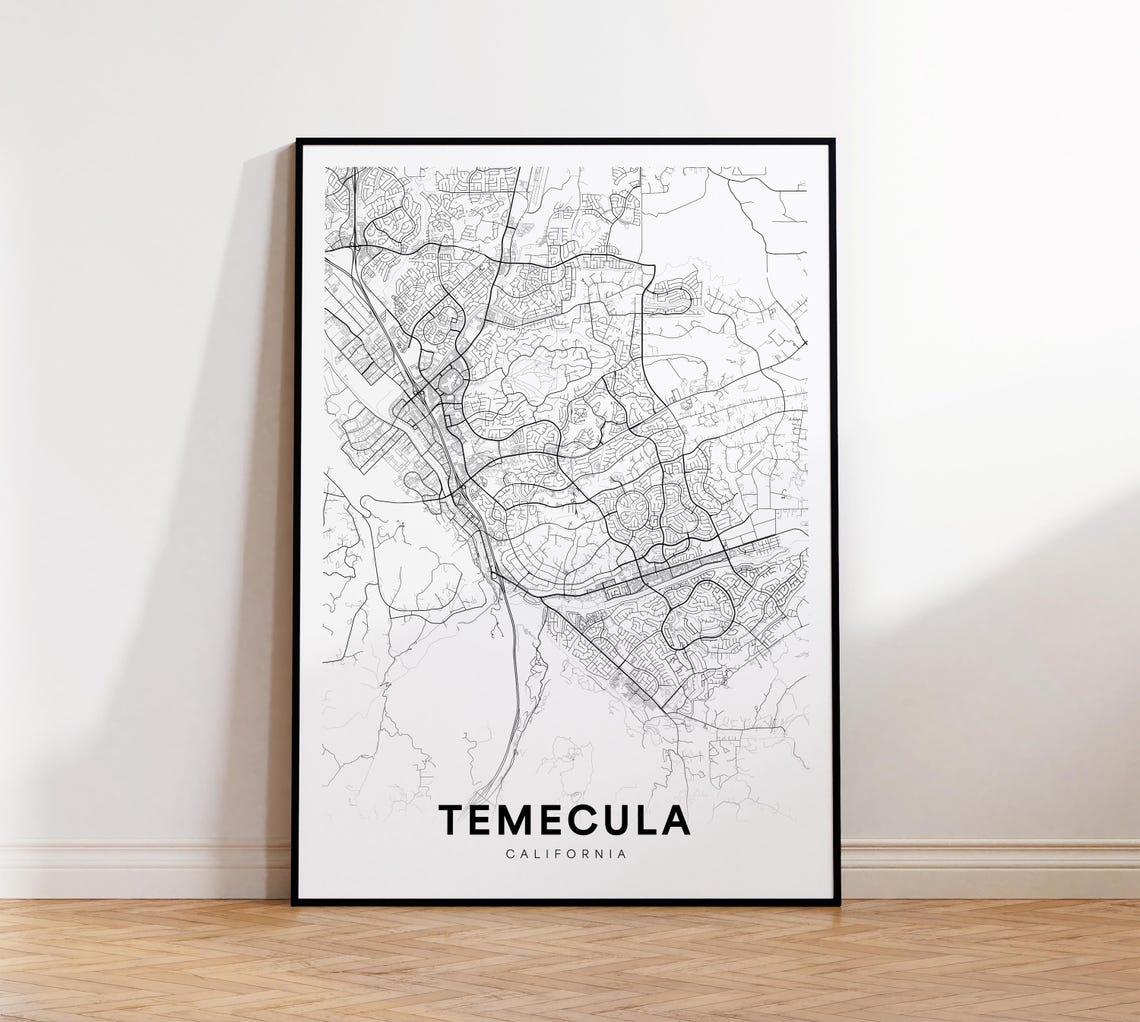Temecula City Map Print Street Poster Art Road Wall Office Decor