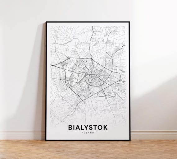 Bialystok City Map Biaystok Poland Wall Art Minimalist Print Modern Street Gift For Him Instant
