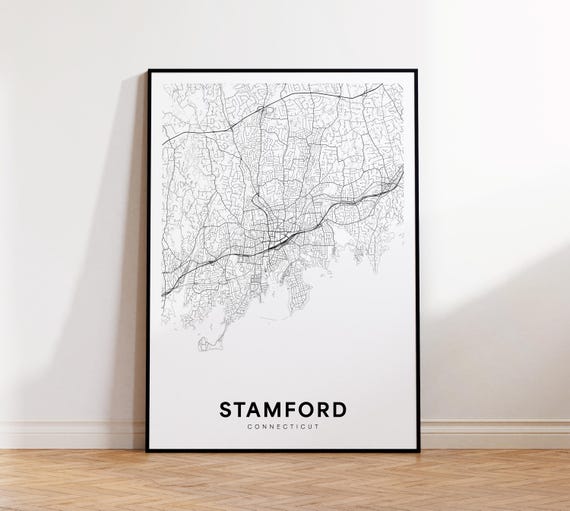 Stamford City Map Print Street Poster Connecticut Art Road Minimalist Living Room Decor