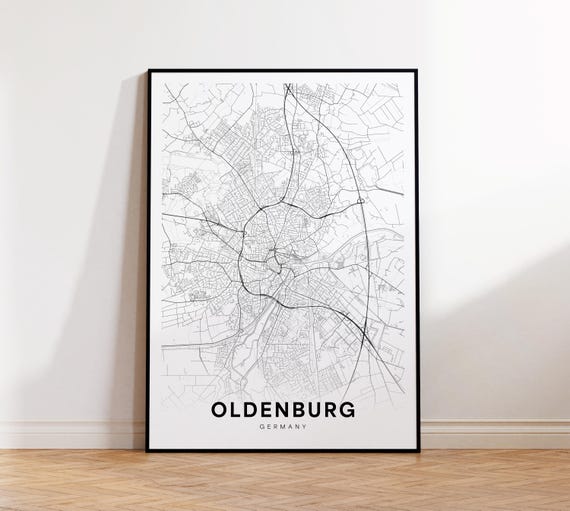 Oldenburg City Map Germany Wall Art Minimalist Print Modern Decor Street Instant