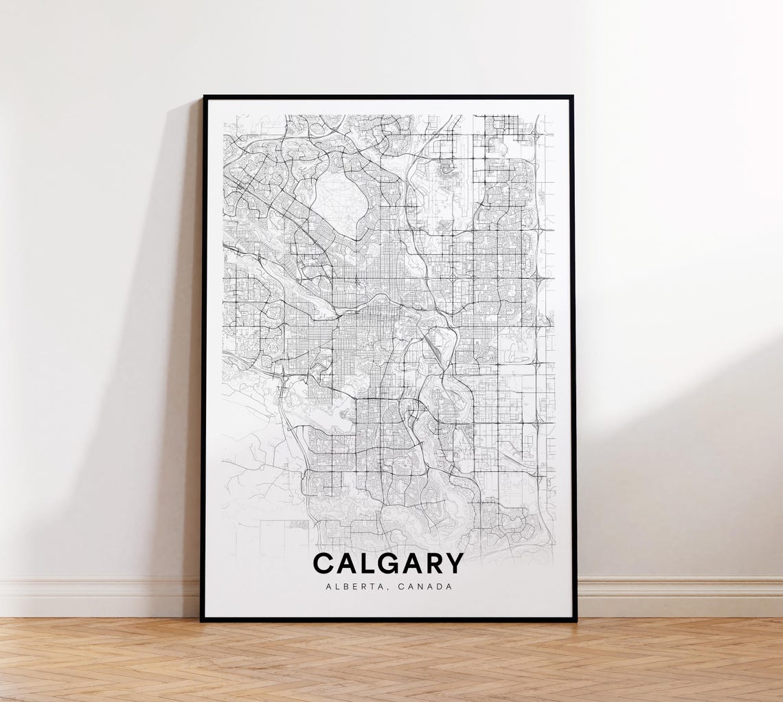 Calgary City Map Print Street Poster Alberta Decor Road Wall Art Living Room