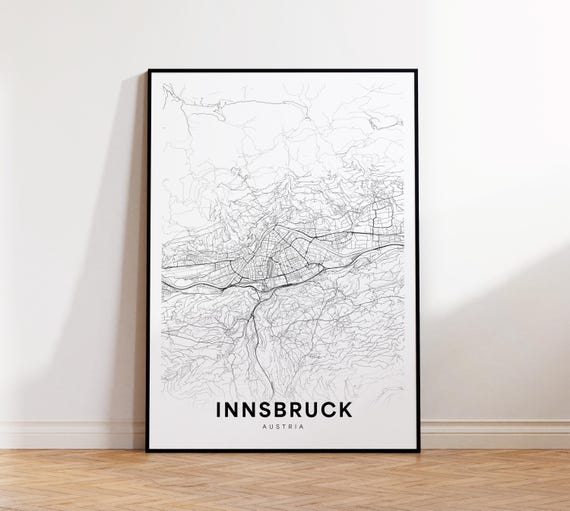 Innsbruck City Map Print Street Poster Austria Art Road Minimalist Living Room Decor