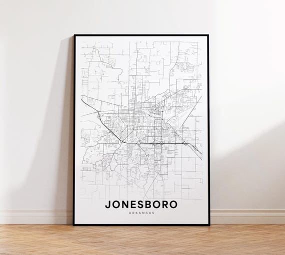 Jonesboro City Map Print Street Poster Arkansas Art Road Wall Living Room Decor