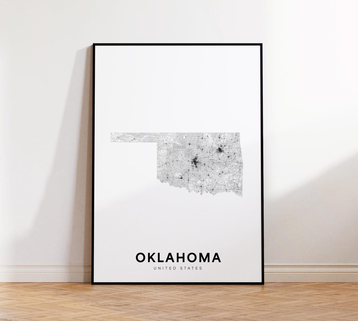 Oklahoma Map Print State Minimalist Ok Usa Art Gift Wall Office Decor