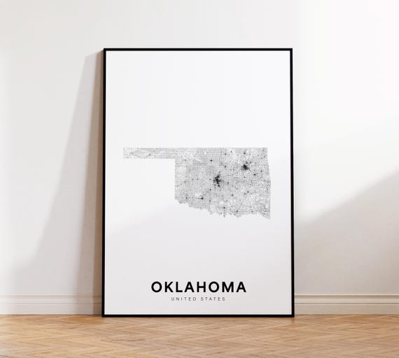 Oklahoma Map Print State Minimalist Ok Usa Art Gift Wall Office Decor