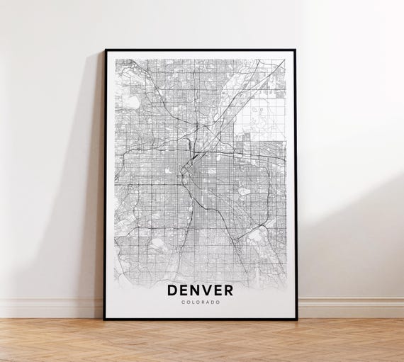 Denver Co City Map Street Colorado Usa Poster Modern Road Minimalist Black And White Wall Art Decor