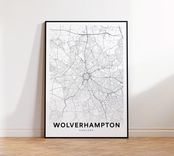 Wolverhampton City Map Print Uk Minimalist Poster Decor Instant