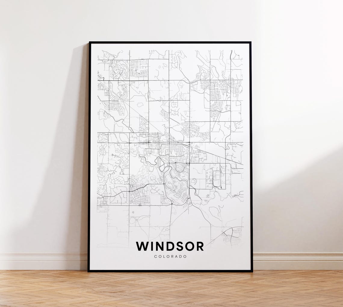 Windsor City Map Print Street Poster Colorado Art Road Wall Bedroom Decor