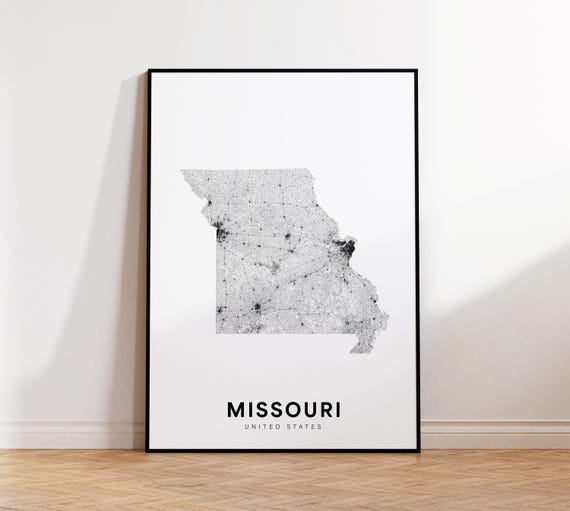 Missouri State Map Print Poster Of Area Minimalist Mo Road Wall Decor