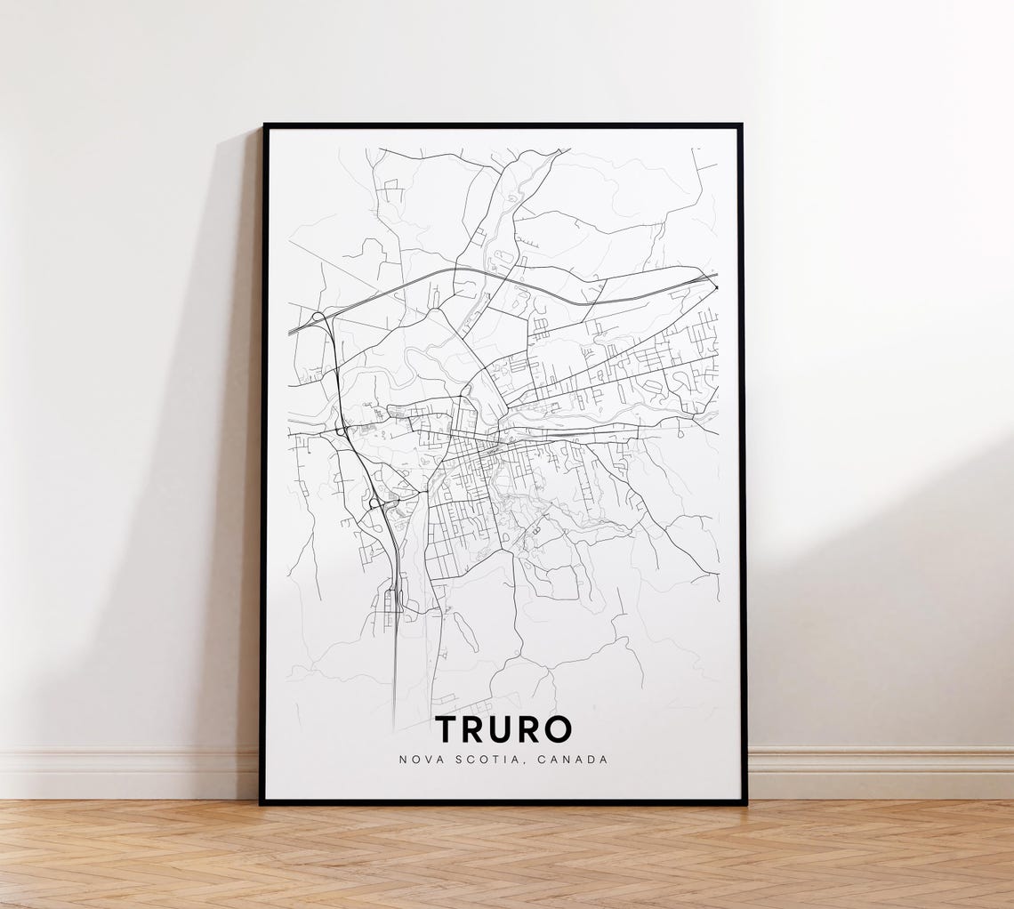 Truro Nova Scotia Canada Minimal Black and White Street Map Poster