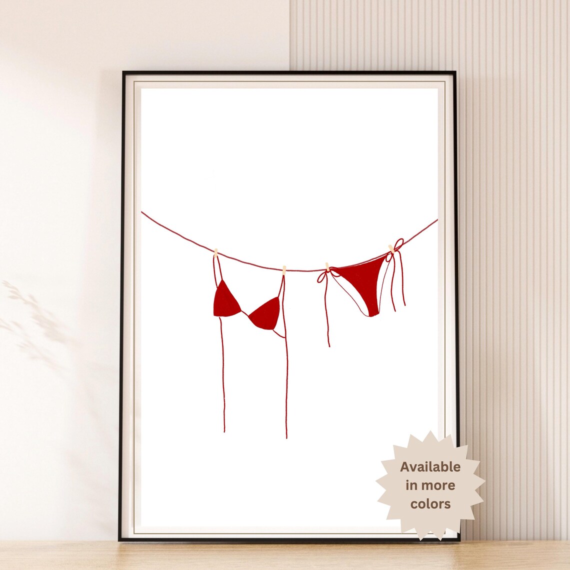 Red Bikini Print, Trendy Coastal Wall Art - Image 3