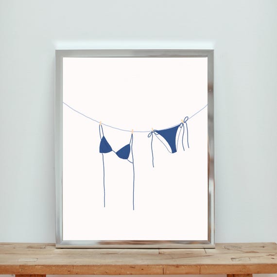 Navy Blue Bikini Wall Print, Coastal Decor