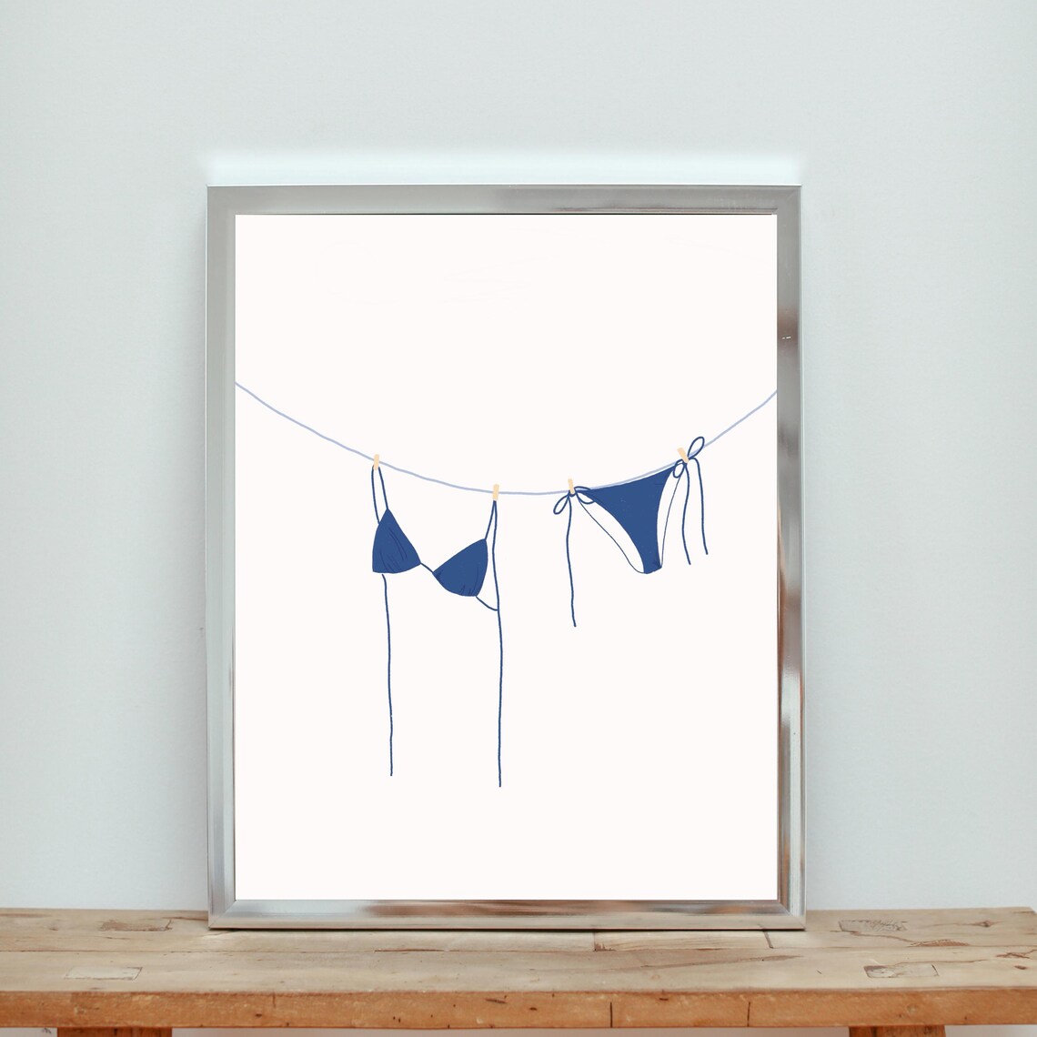 Navy Blue Bikini Wall Print, Coastal Decor