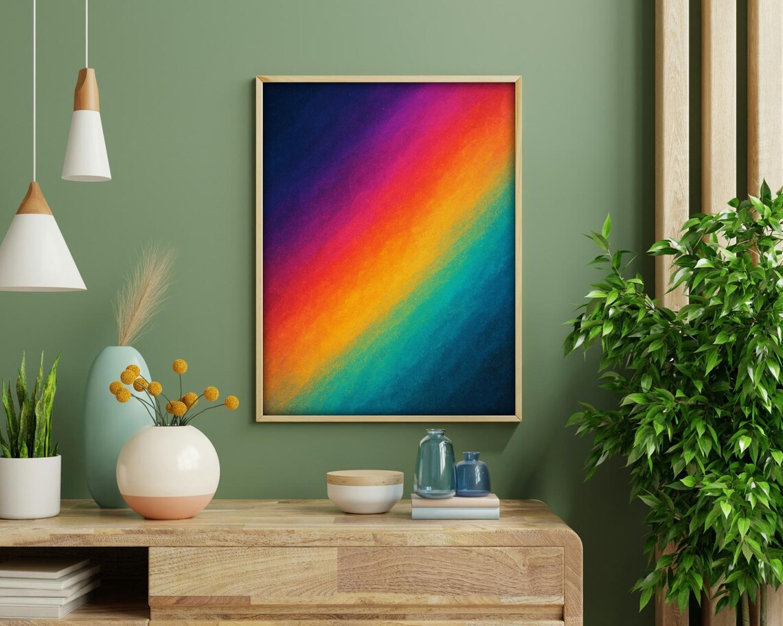 Retro Rainbow Gradient, Textured Vaporwave Poster