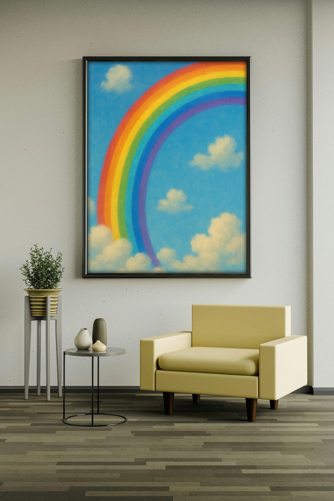 Soft Rainbow, Pastel Sky And Cloud Artwork - Image 3
