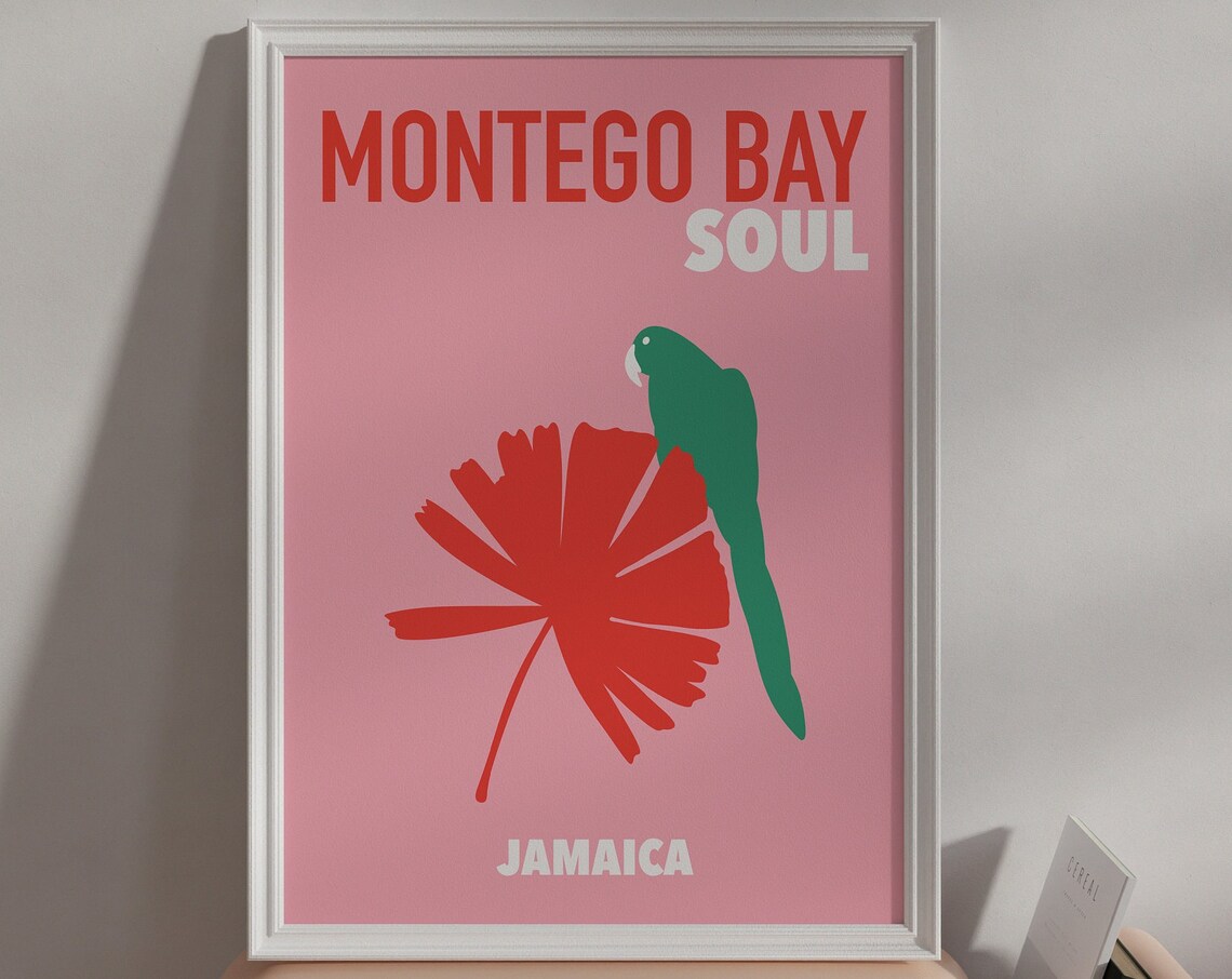 Montego Bay Retro Travel Poster, Jamaica Destination
