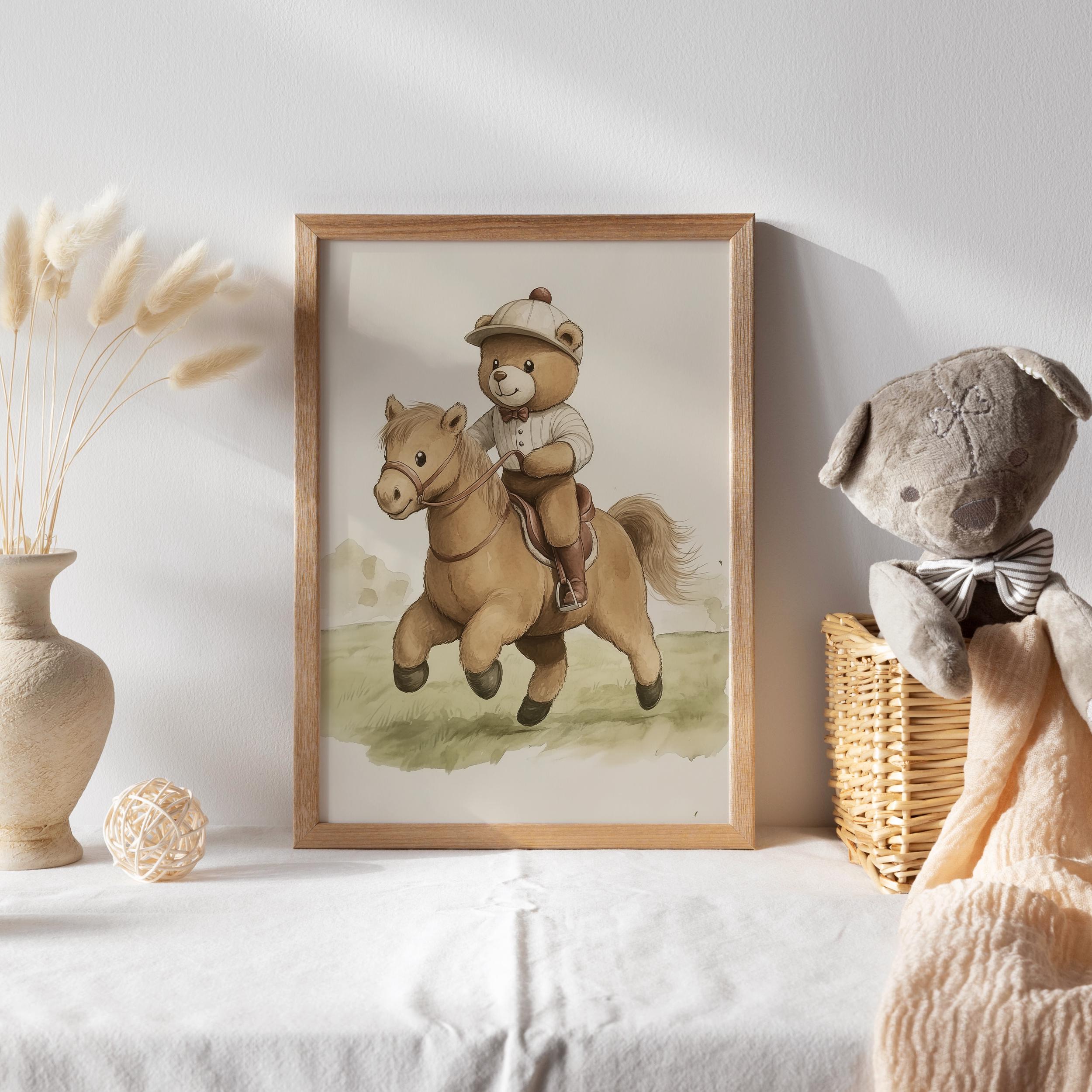 Teddy Bear Riding a Pony Wearing a Jockey Cap and Bow Tie Poster - Image 2