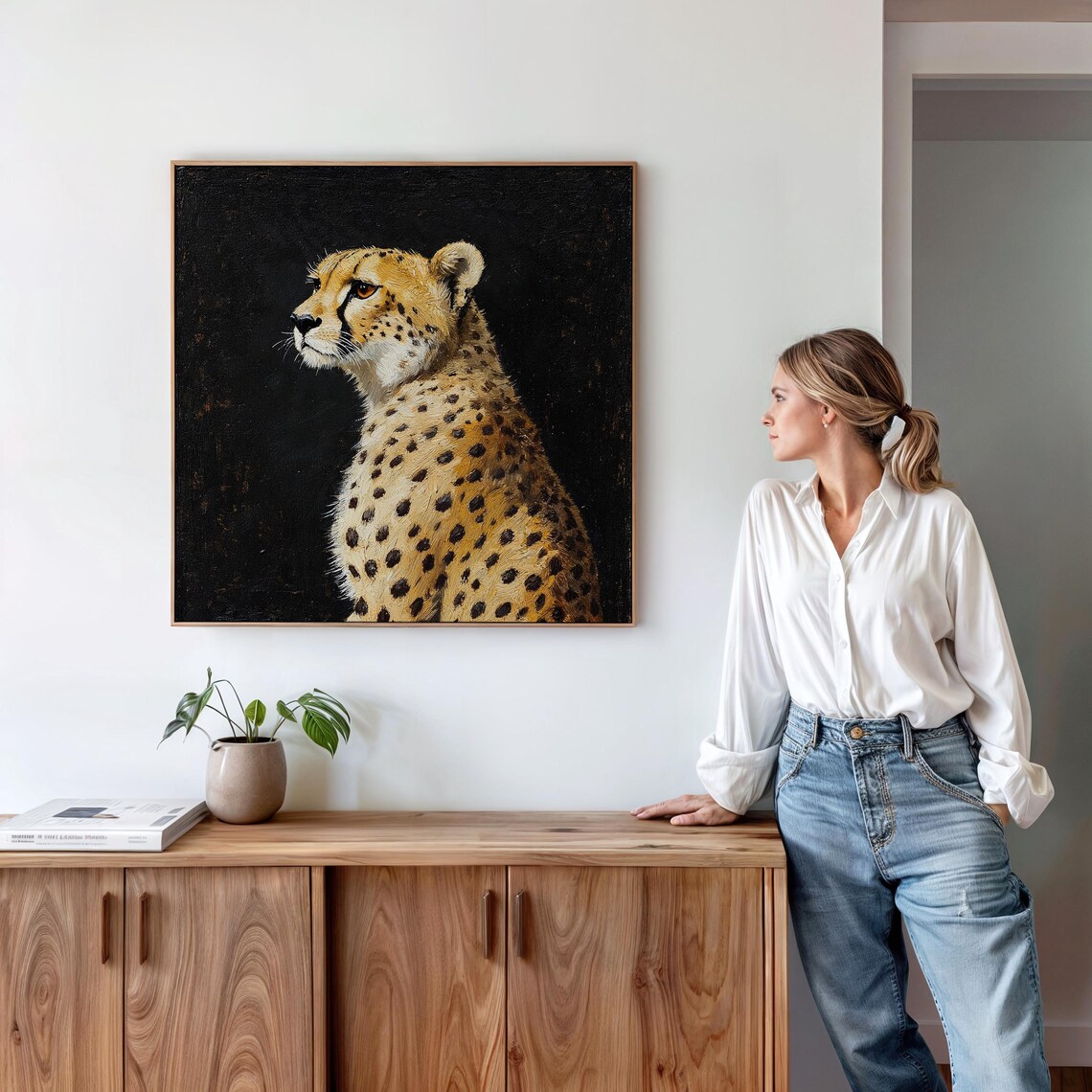 Antique Cheetah Portrait, Minimalist Art Print - Image 5