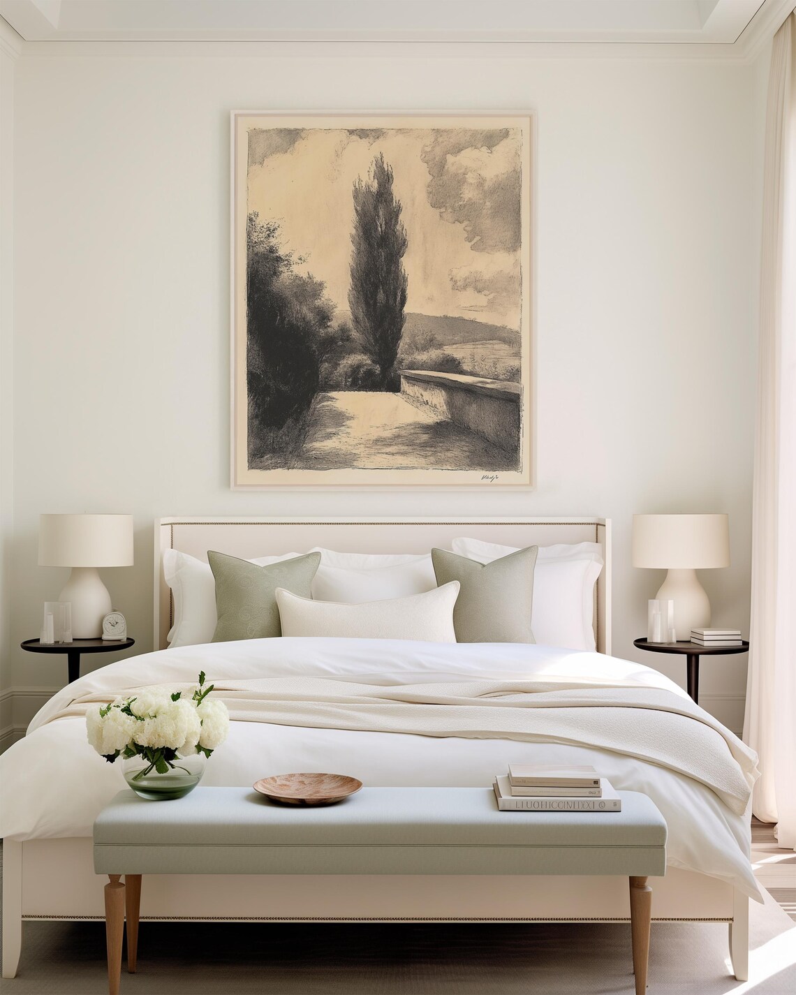 Vintage French Countryside Sketch, Paris Wall Art Print - Image 2