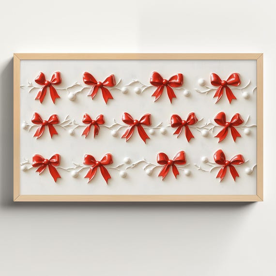 Christmas Bow Minimalist Holiday Wall Art Print