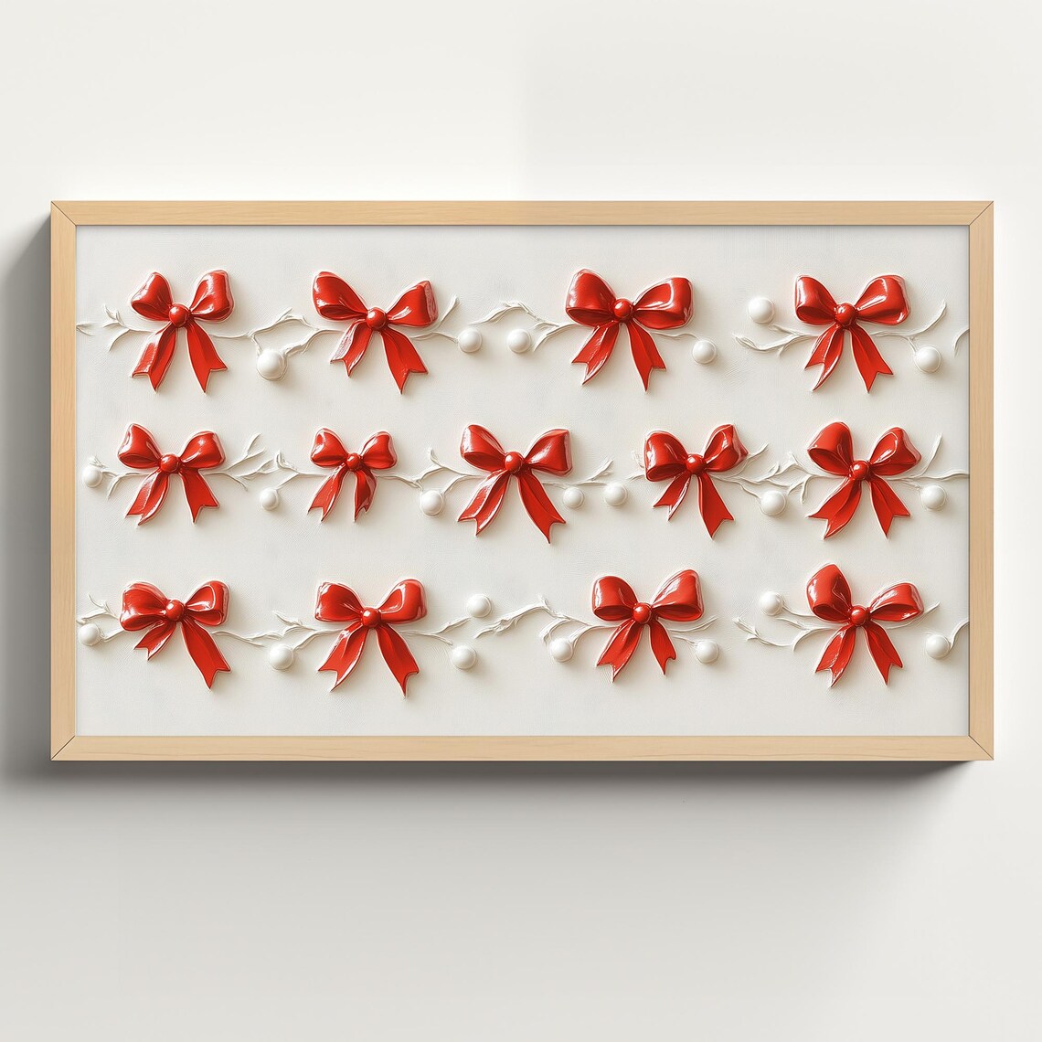 Christmas Bow Minimalist Holiday Wall Art Print