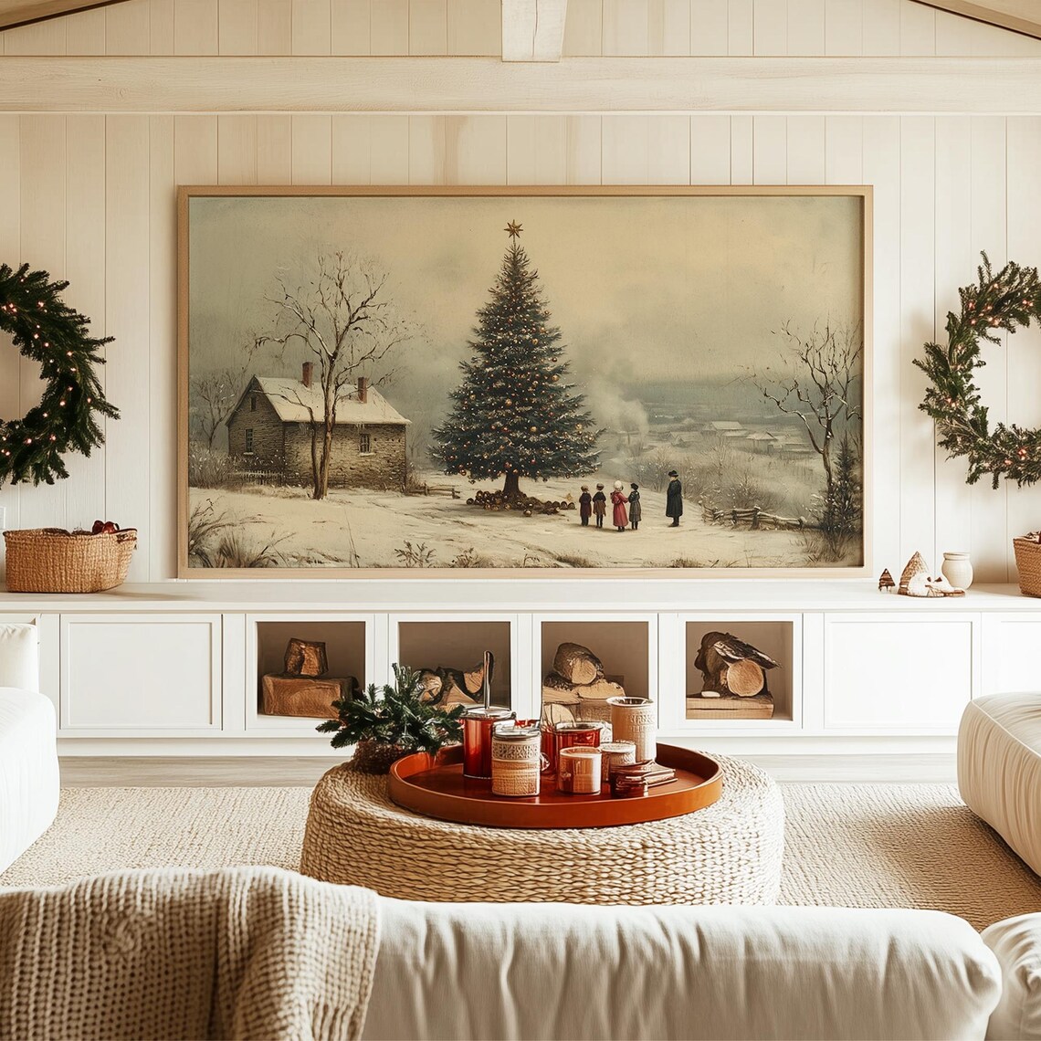 Vintage Christmas Tree Oil Painting, Holiday Art Print - Image 3