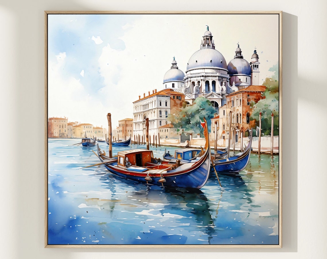 Venice Gondolas Watercolor Painting Italy Grand Canal Art Poster