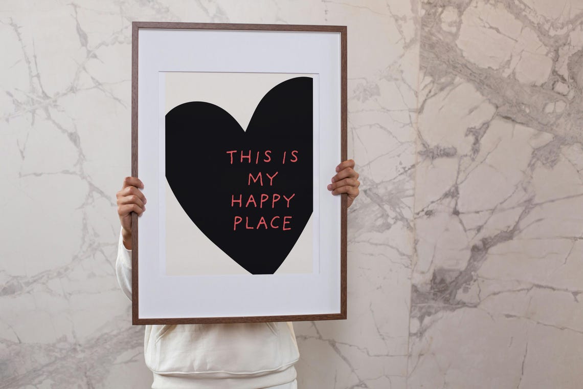 This Is My Happy Place Black Heart Modern Minimalist Decor Poster - Image 4