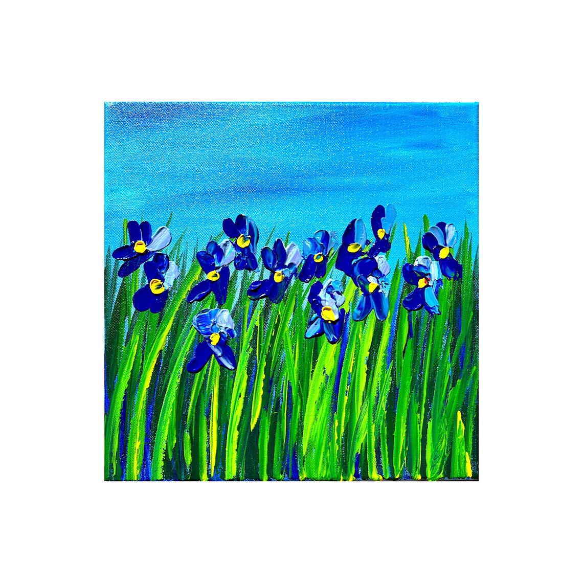 Blue Iris Abstract Art Print, Farmhouse Floral Decor