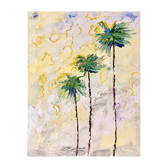 Florida Art Palm Tree Original Painting Or Giclee Prints Florida Beach House Wall Decor Abstract Painting Netral Artwork