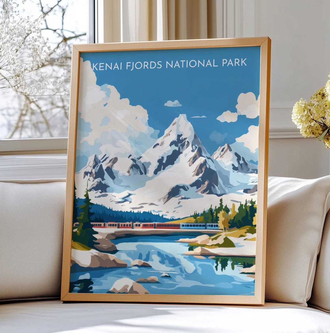 Kenai Fjords National Park Alaska Snowy Mountain Travel Poster