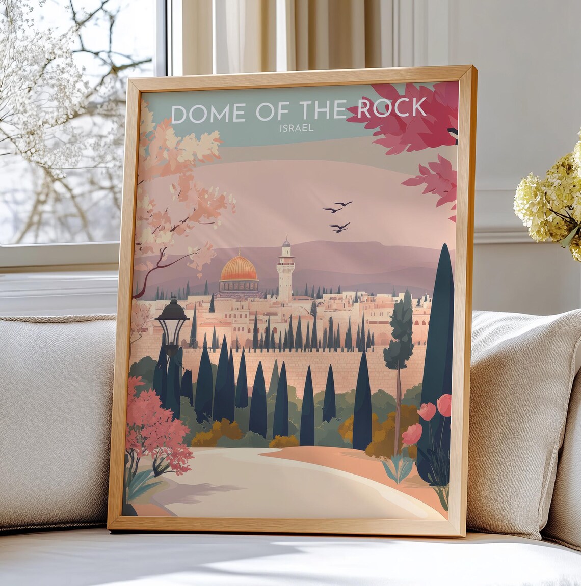 Dome of the Rock Jerusalem Golden Dome Blossom Travel Poster