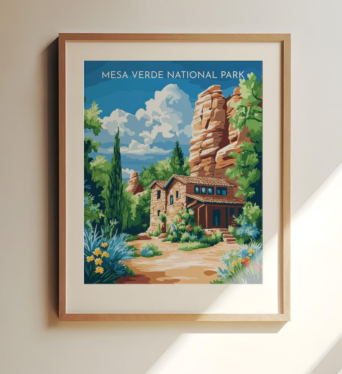Mesa Verde National Park Travel Poster Cliff Dwelling Vintage View