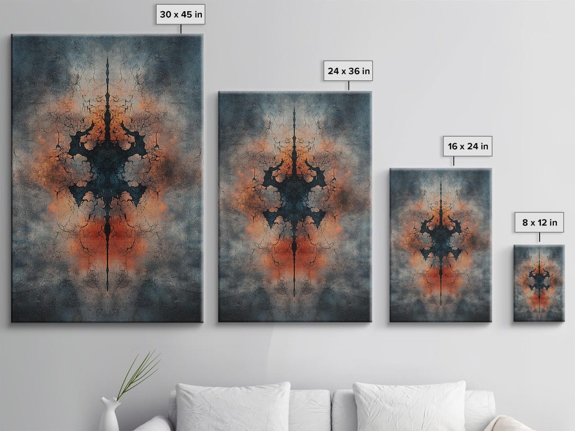 Fiery Cracked Ember Abstract Symmetrical Dark Texture Art Poster - Image 3