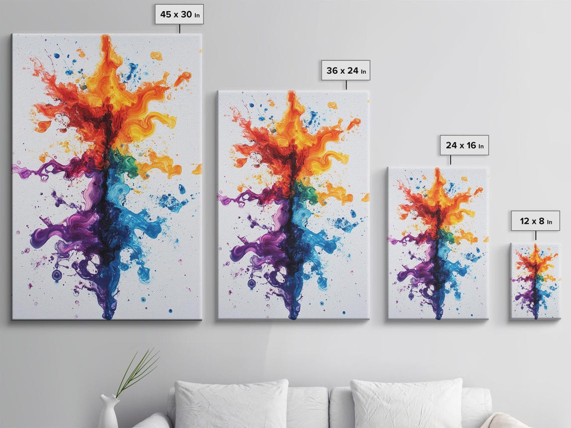 Colorful Vertical Ink Explosion Rainbow Splash Chaos Art Poster - Image 3