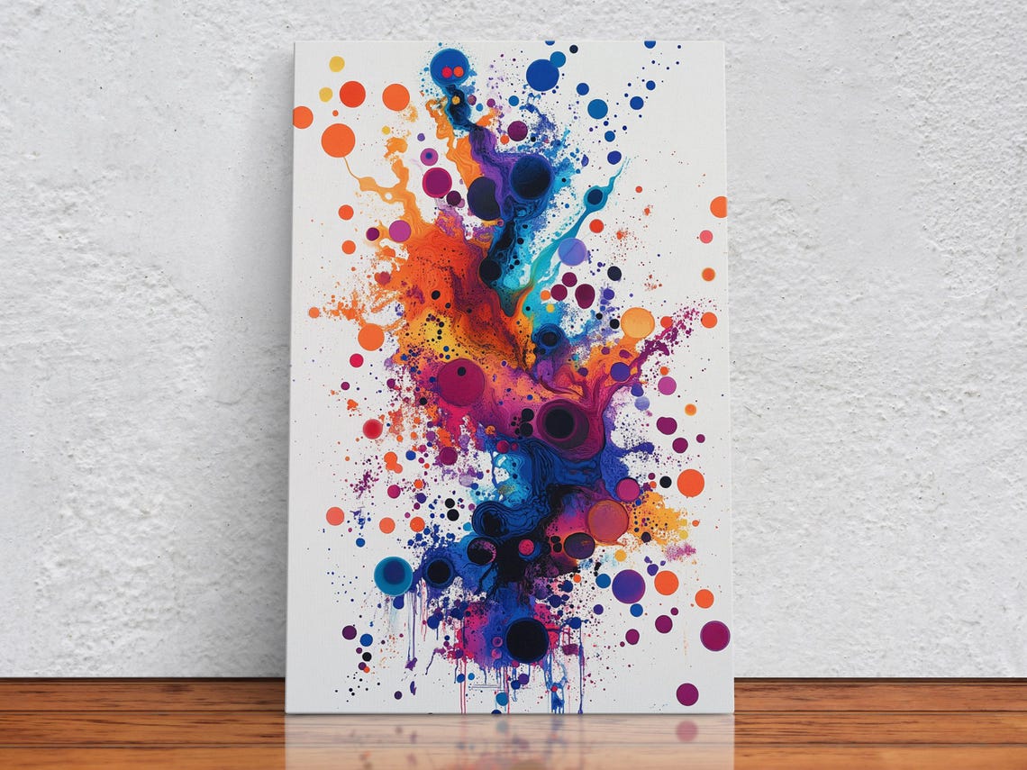 Fiery Ink Burst Orange Purple Blue Splash Abstract Art Poster