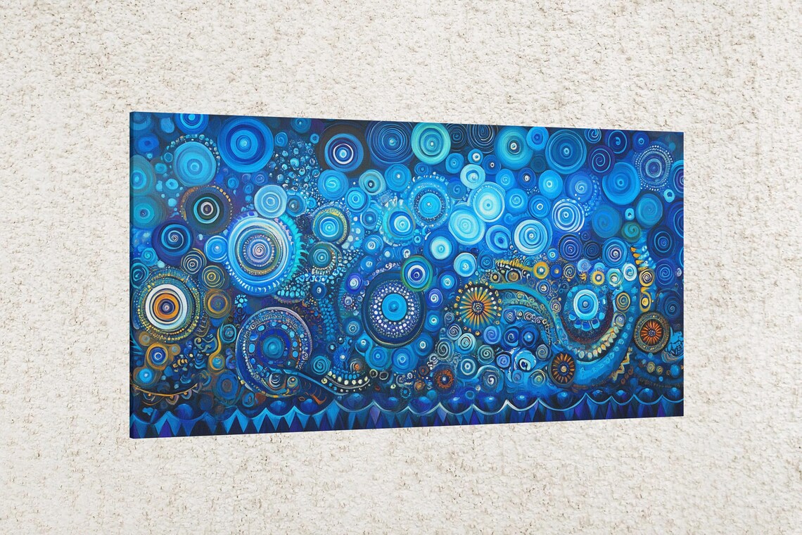 Oceanic Blue Swirls, Abstract Coastal Art Print - Image 2