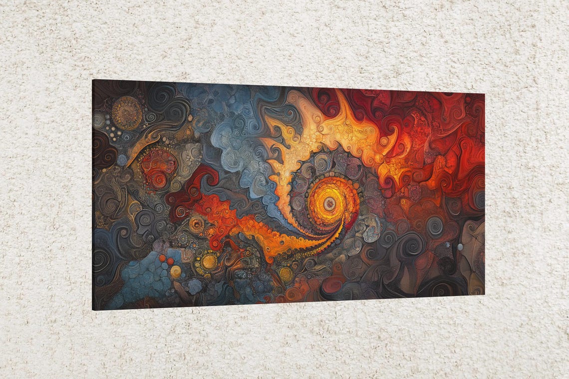Fiery Spiral Fractal Abstract Art Print